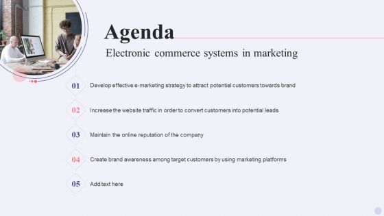 Agenda Electronic Commerce Systems In Marketing Portrait PDF