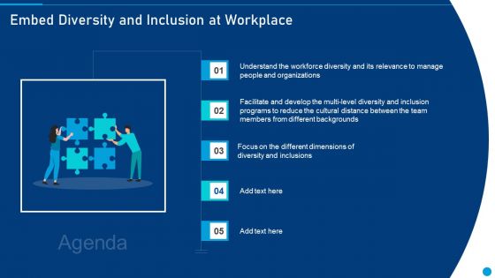 Agenda Embed Diversity And Inclusion At Workplace Template PDF