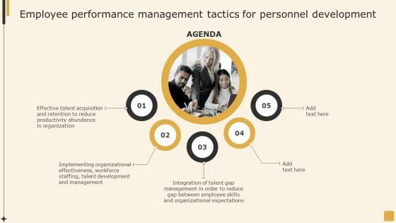 Agenda Employee Performance Management Tactics For Personnel Development Designs PDF