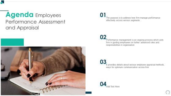 Agenda Employees Performance Assessment And Appraisal Brochure PDF