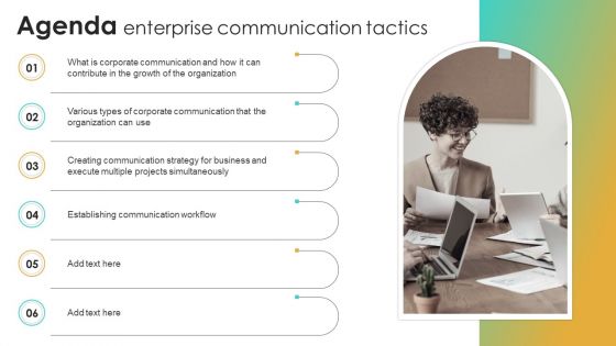 Agenda Enterprise Communication Tactics Background PDF