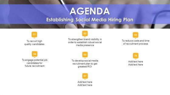 Agenda Establishing Social Media Hiring Plan Icons PDF Agenda Establishing Social Media Hiring Plan Icons PDF