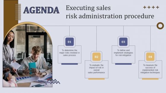 Agenda Executing Sales Risk Administration Procedure Ppt Designs PDF Agenda Executing Sales Risk Administration Procedure Ppt Designs PDF