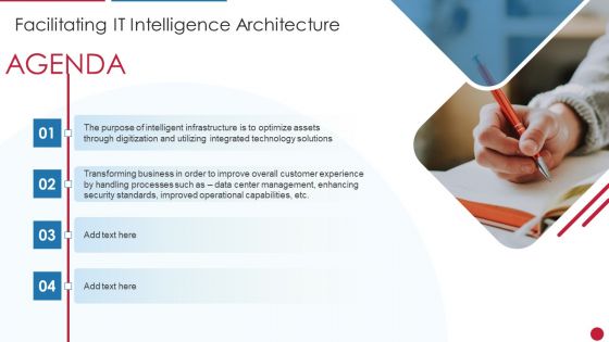 Agenda Facilitating IT Intelligence Architecture Slide Ideas PDF