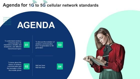 Agenda For 1G To 5G Cellular Network Standards Sample PDF