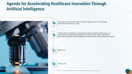 Agenda For Accelerating Healthcare Innovation Through Artificial Intelligence Pictures PDF