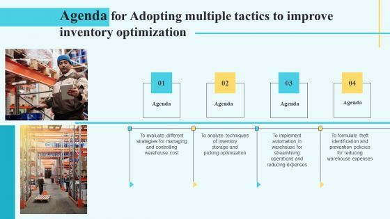 Agenda For Adopting Multiple Tactics To Improve Inventory Optimization Formats PDF Agenda For Adopting Multiple Tactics To Improve Inventory Optimization Formats PDF