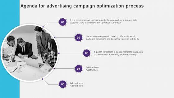 Agenda For Advertising Campaign Optimization Process Elements PDF