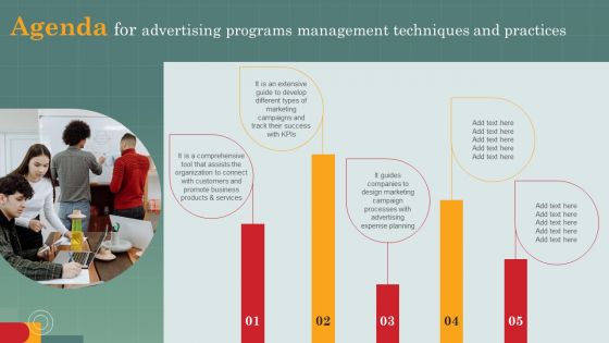 Agenda For Advertising Programs Management Techniques And Practices Template PDF Agenda For Advertising Programs Management Techniques And Practices Template PDF
