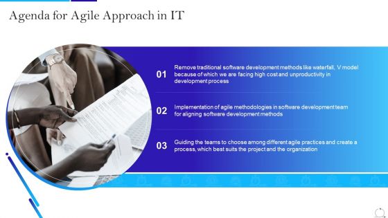 Agenda For Agile Approach In IT Ppt Infographic Template Slides PDF