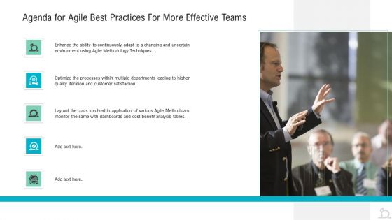 Agenda For Agile Best Practices For More Effective Teams Demonstration PDF