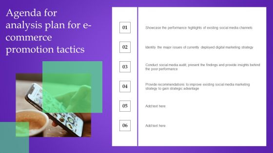 Agenda For Analysis Plan For E Commerce Promotion Tactics Slides PDF