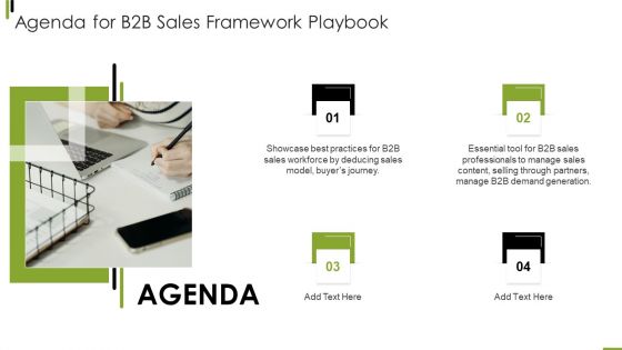 Agenda For B2B Sales Framework Playbook Icons PDF