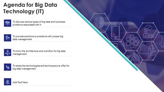 Agenda For Big Data Technology IT Ppt Layouts Slideshow PDF