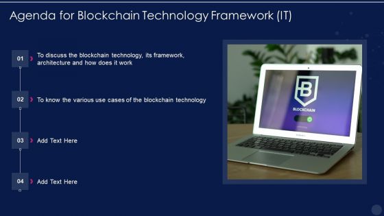 Agenda For Blockchain Technology Framework IT Background PDF