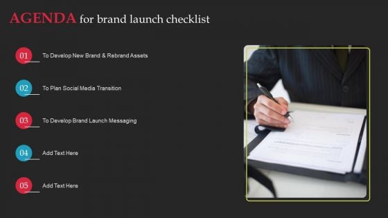 Agenda For Brand Launch Checklist Ppt Ideas Slide PDF