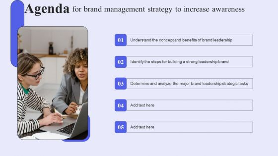 Agenda For Brand Management Strategy To Increase Awareness Portrait PDF