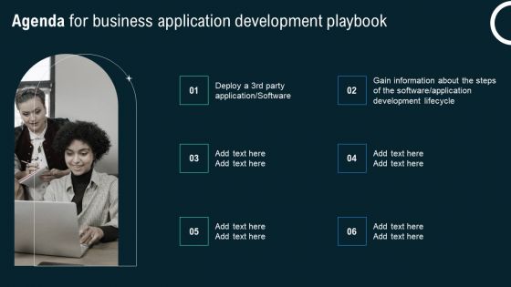 Agenda For Business Application Development Playbook Themes PDF