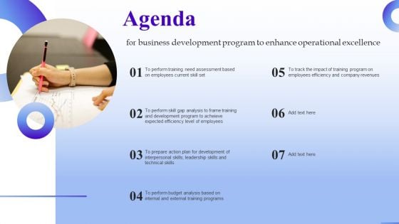 Agenda For Business Development Program To Enhance Operational Excellence Clipart PDF