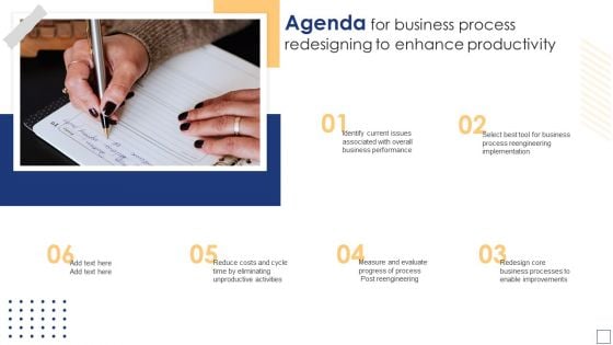 Agenda For Business Process Redesigning To Enhance Productivity Microsoft PDF