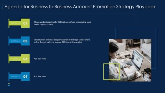 Agenda For Business To Business Account Promotion Strategy Playbook Mockup PDF