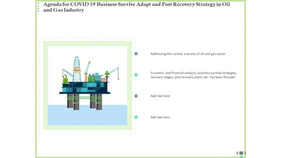 Agenda For COVID 19 Business Survive Adapt And Post Recovery Strategy In Oil And Gas Industry Graphics PDF