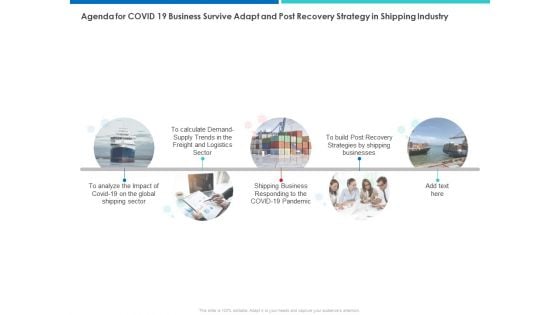 Agenda For COVID 19 Business Survive Adapt And Post Recovery Strategy In Shipping Industry Clipart PDF