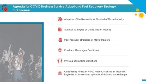 Agenda For COVID Business Survive Adapt And Post Recovery Strategy For Cinemas Slides PDF