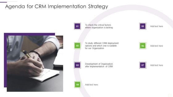 Agenda For CRM Implementation Strategy Pictures PDF