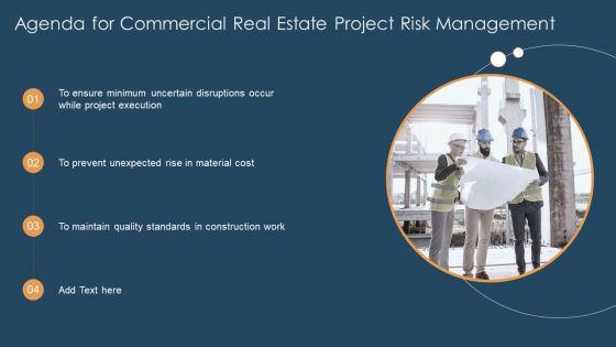 Agenda For Commercial Real Estate Project Risk Management Introduction PDF