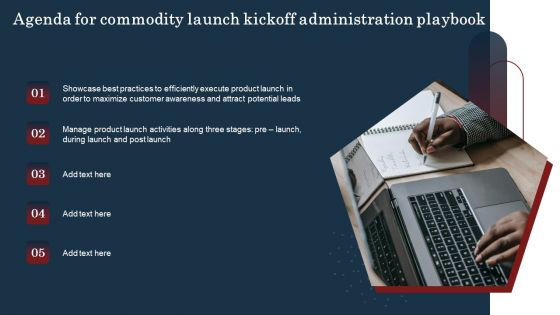 Agenda For Commodity Launch Kickoff Administration Playbook Clipart PDF