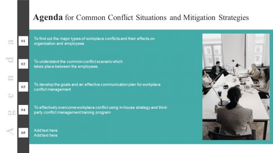 Agenda For Common Conflict Situations And Mitigation Strategies Diagrams PDF