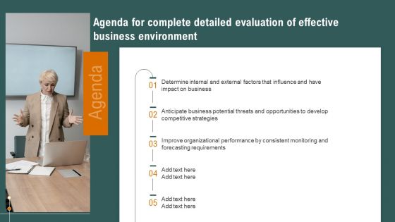 Agenda For Complete Detailed Evaluation Of Effective Business Environment Portrait PDF