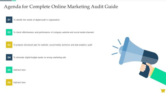 Agenda For Complete Online Marketing Audit Guide Ideas PDF