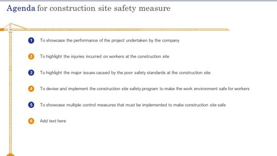 Agenda For Construction Site Safety Measure Formats PDF