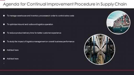 Agenda For Continual Improvement Procedure In Supply Chain Information PDF