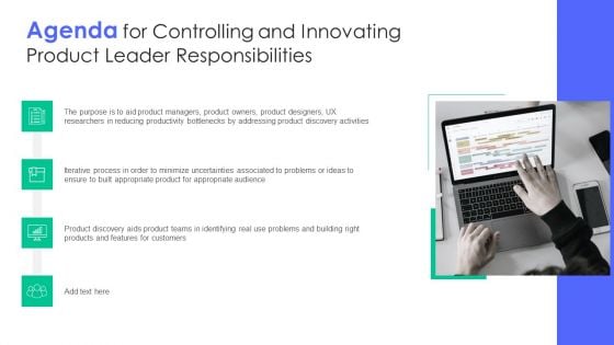 Agenda For Controlling And Innovating Product Leader Responsibilities Information PDF
