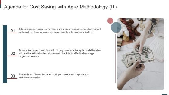 Agenda For Cost Saving With Agile Methodology IT Information PDF