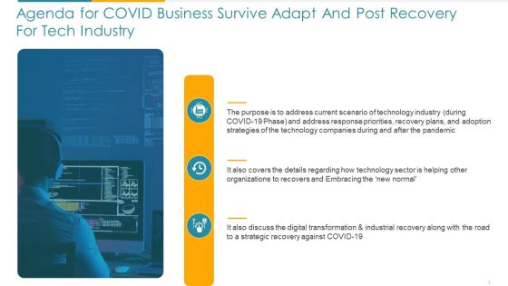 Agenda For Covid Business Survive Adapt And Post Recovery For Tech Industry Ppt Professional Maker PDF