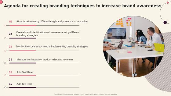 Agenda For Creating Branding Techniques To Increase Brand Awareness Rules PDF