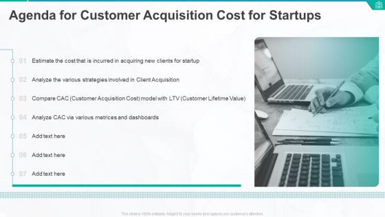 Agenda For Customer Acquisition Cost For Startups Themes PDF