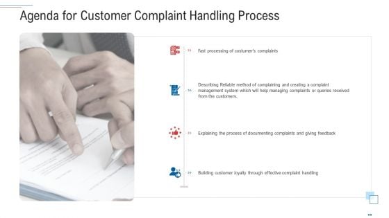 Agenda For Customer Complaint Handling Process Brochure PDF