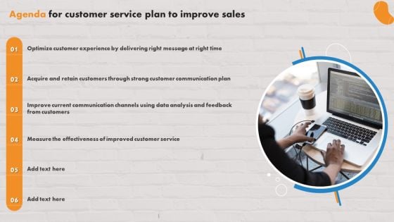 Agenda For Customer Service Plan To Improve Sales Themes PDF Agenda For Customer Service Plan To Improve Sales Themes PDF