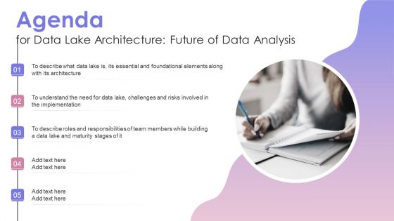 Agenda For Data Lake Architecture Future Of Data Analysis Brochure PDF Agenda For Data Lake Architecture Future Of Data Analysis Brochure PDF