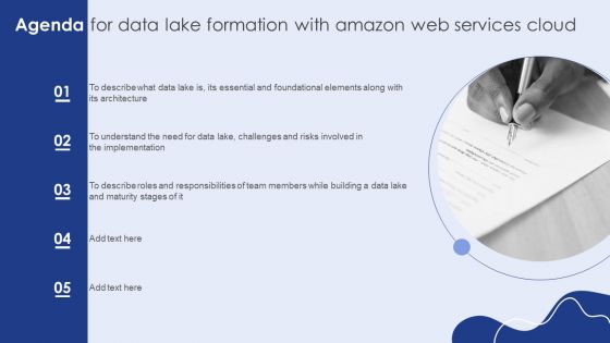 Agenda For Data Lake Formation With Amazon Web Services Cloud Demonstration PDF