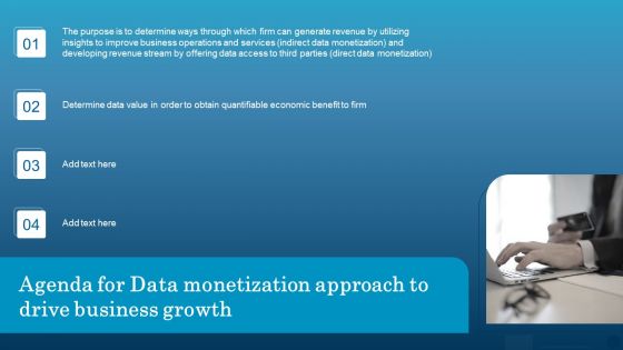 Agenda For Data Monetization Approach To Drive Business Growth Formats PDF