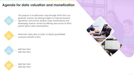 Agenda For Data Valuation And Monetization Diagrams PDF