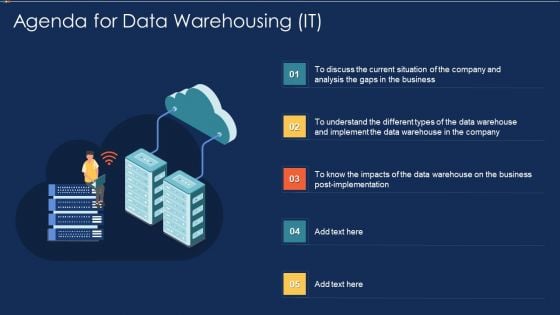 Agenda For Data Warehousing IT Ppt Model Ideas PDF