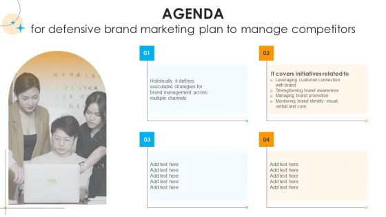 Agenda For Defensive Brand Marketing Plan To Manage Competitors Summary PDF