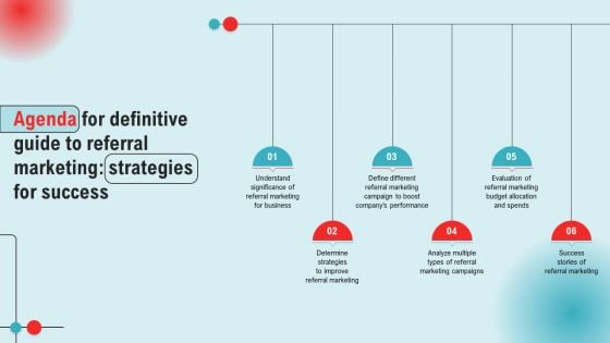 Agenda For Definitive Guide To Referral Marketing Strategies For Success Ppt PowerPoint Presentation Diagram Lists PDF Agenda For Definitive Guide To Referral Marketing Strategies For Success Ppt PowerPoint Presentation Diagram Lists PDF